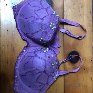 44D Embroidered Flower Bra
